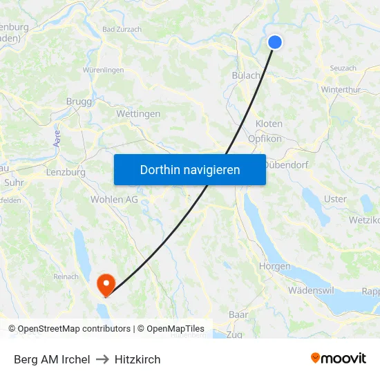 Berg AM Irchel to Hitzkirch map