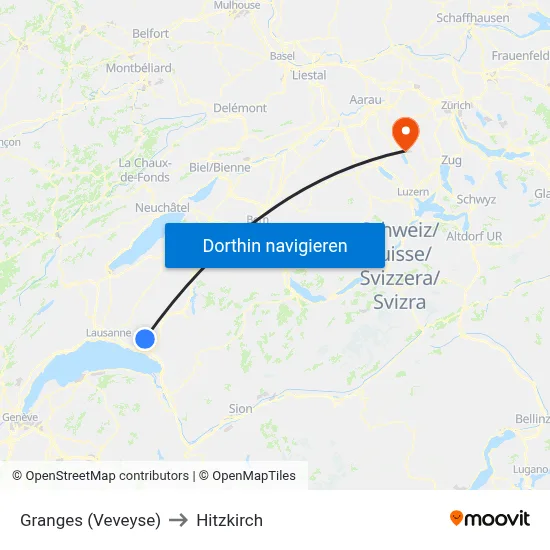 Granges (Veveyse) to Hitzkirch map