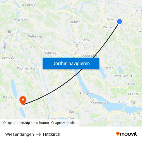 Wiesendangen to Hitzkirch map