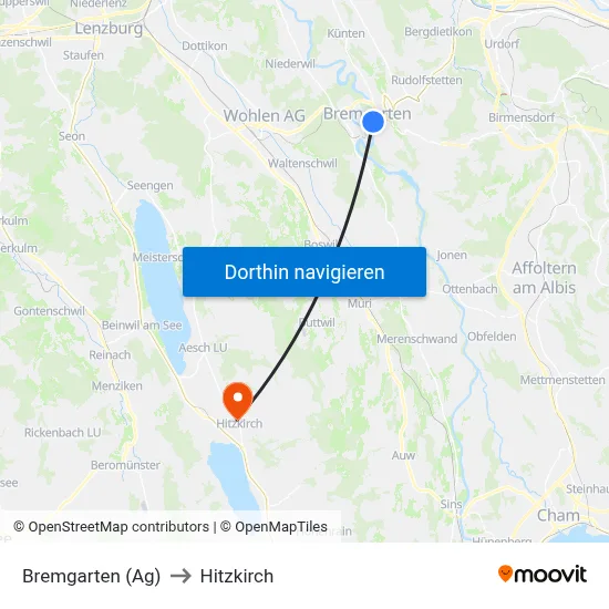 Bremgarten (Ag) to Hitzkirch map