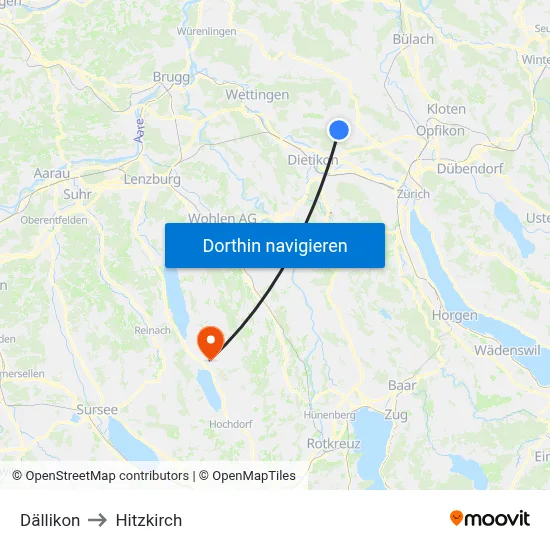 Dällikon to Hitzkirch map