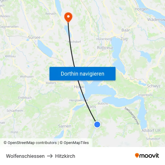Wolfenschiessen to Hitzkirch map