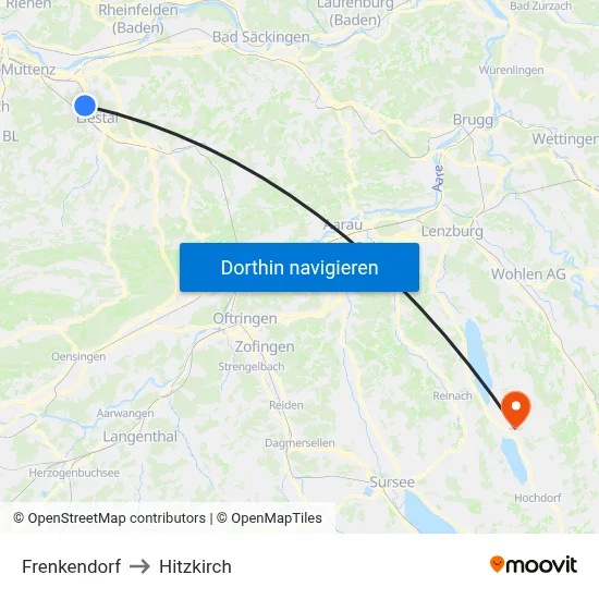 Frenkendorf to Hitzkirch map