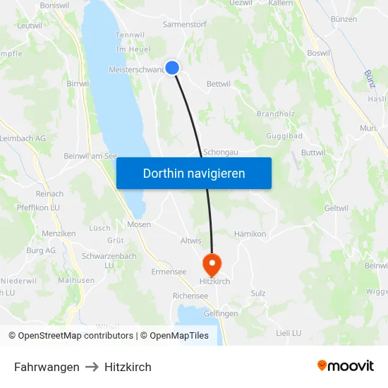 Fahrwangen to Hitzkirch map