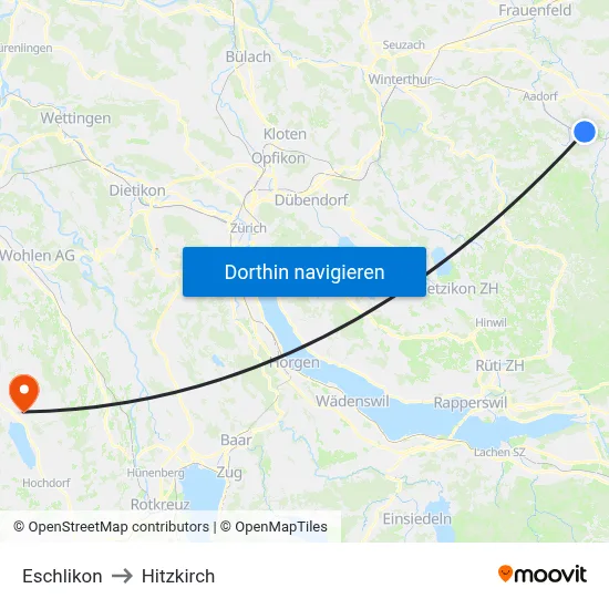 Eschlikon to Hitzkirch map