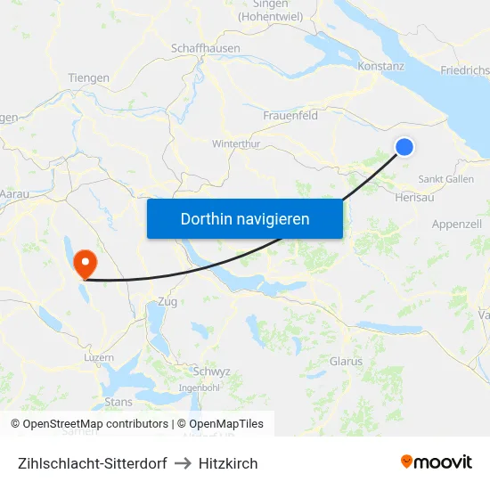 Zihlschlacht-Sitterdorf to Hitzkirch map