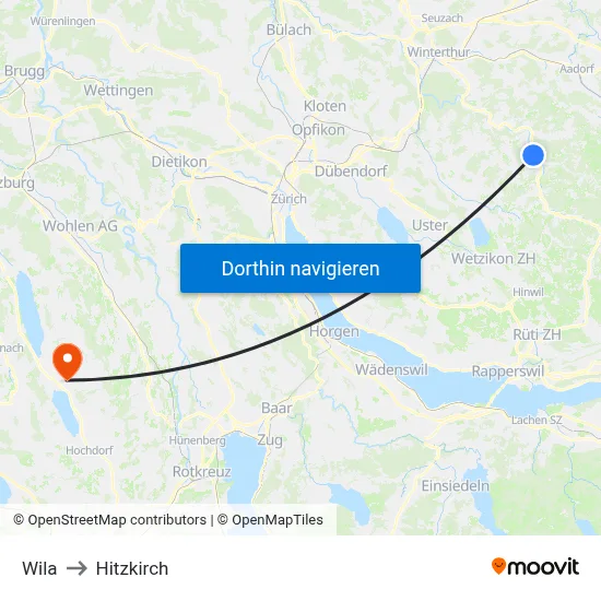 Wila to Hitzkirch map
