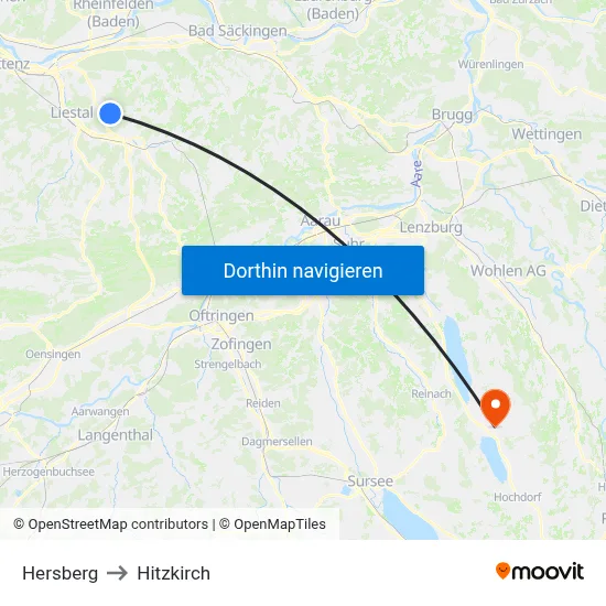 Hersberg to Hitzkirch map