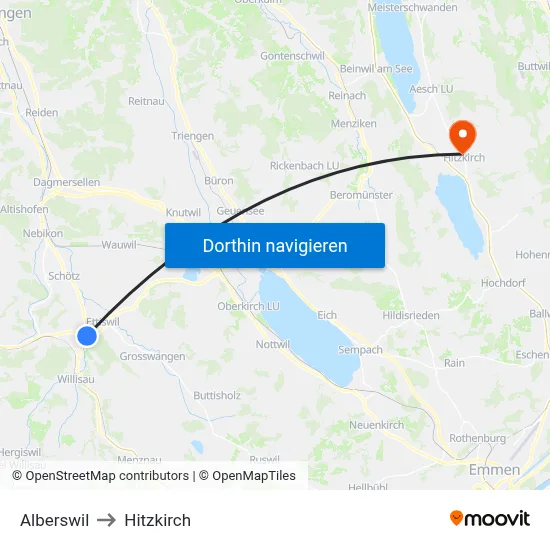 Alberswil to Hitzkirch map