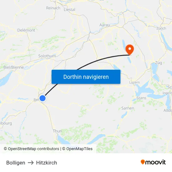 Bolligen to Hitzkirch map