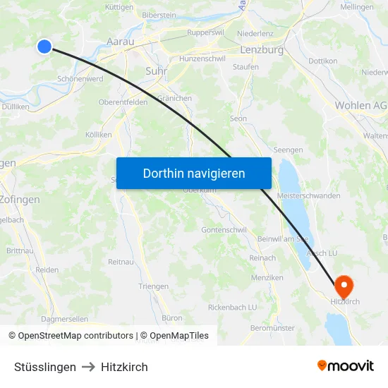 Stüsslingen to Hitzkirch map
