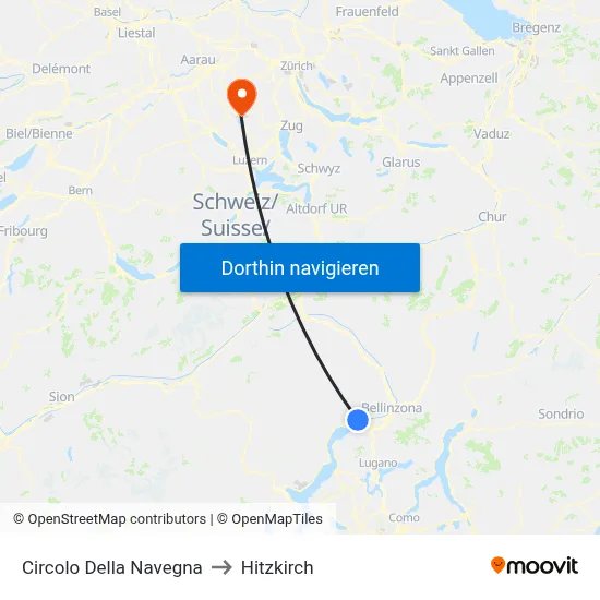 Circolo Della Navegna to Hitzkirch map
