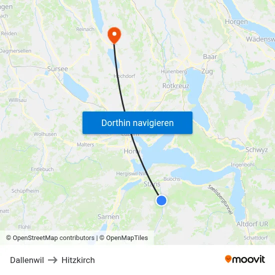 Dallenwil to Hitzkirch map