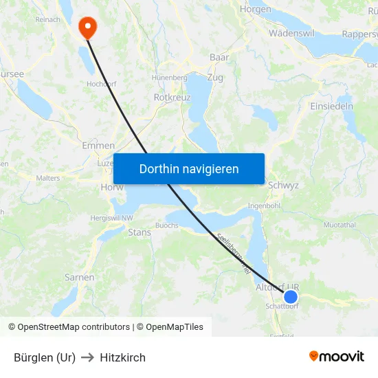 Bürglen (Ur) to Hitzkirch map