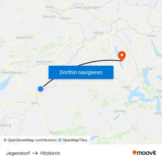 Jegenstorf to Hitzkirch map