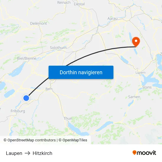 Laupen to Hitzkirch map