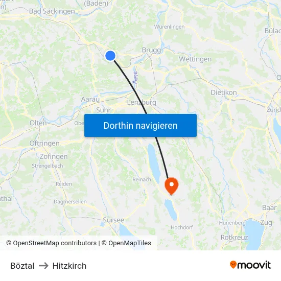 Böztal to Hitzkirch map