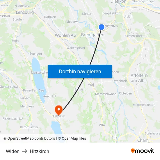 Widen to Hitzkirch map