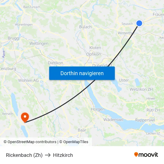 Rickenbach (Zh) to Hitzkirch map