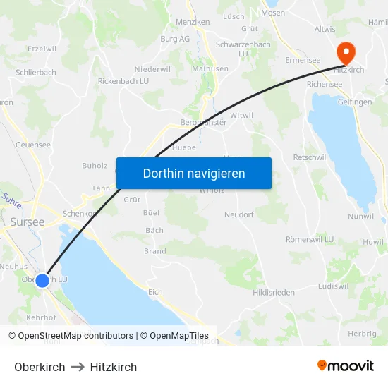 Oberkirch to Hitzkirch map