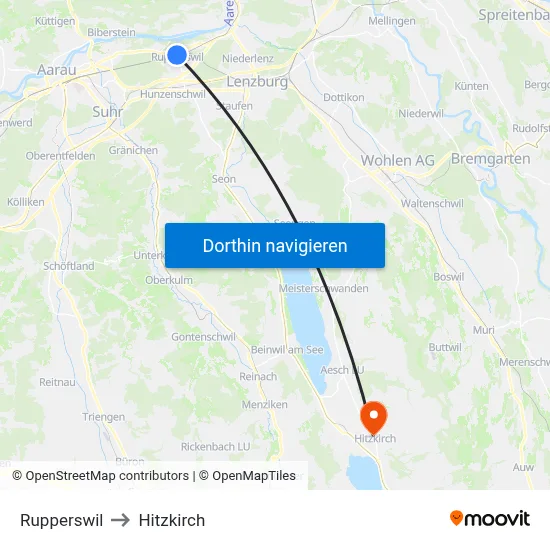 Rupperswil to Hitzkirch map