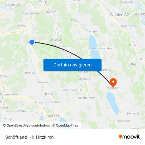 Schöftland to Hitzkirch map