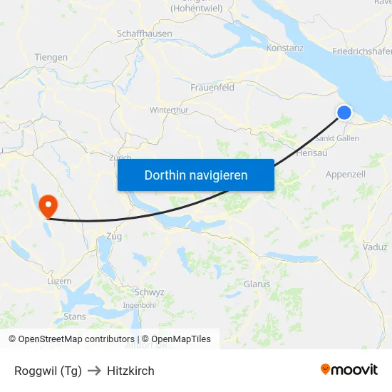 Roggwil (Tg) to Hitzkirch map