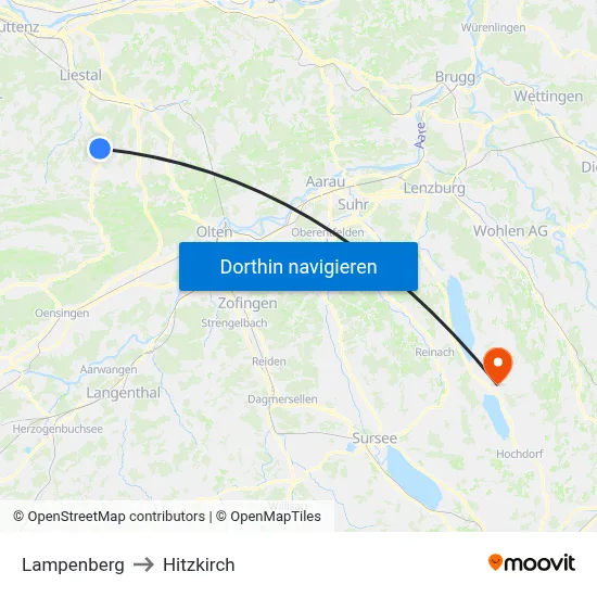 Lampenberg to Hitzkirch map
