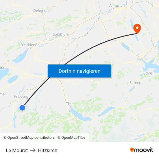 Le Mouret to Hitzkirch map