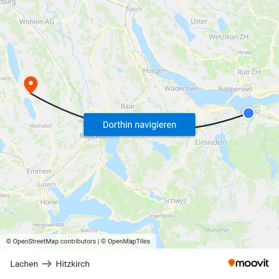 Lachen to Hitzkirch map