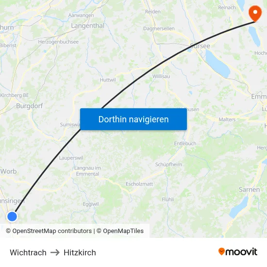 Wichtrach to Hitzkirch map