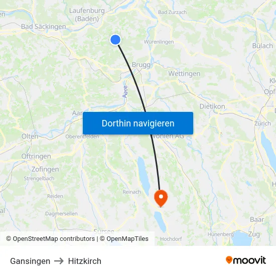 Gansingen to Hitzkirch map