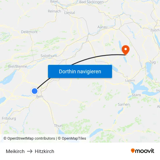 Meikirch to Hitzkirch map