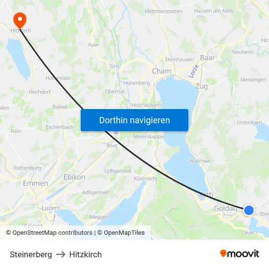 Steinerberg to Hitzkirch map
