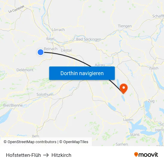 Hofstetten-Flüh to Hitzkirch map