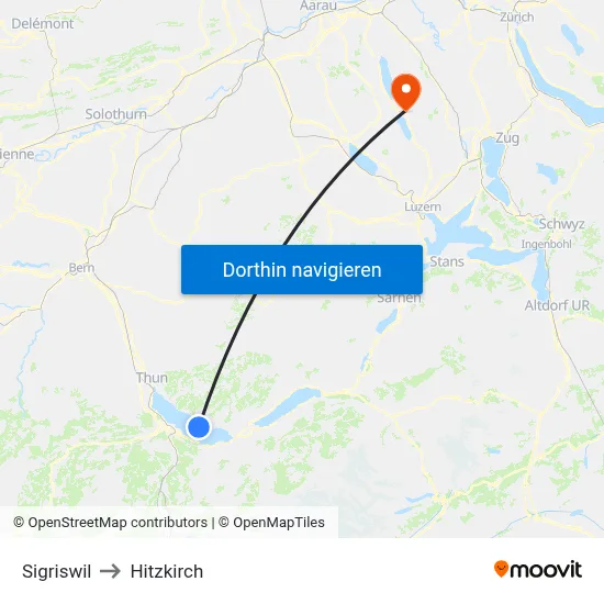 Sigriswil to Hitzkirch map