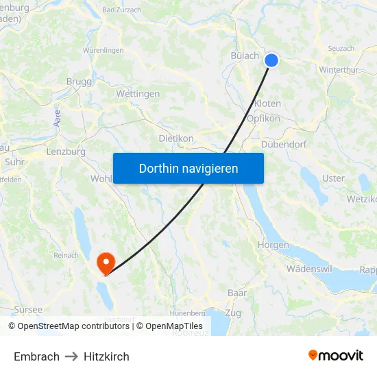 Embrach to Hitzkirch map