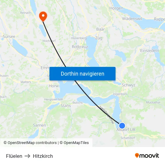 Flüelen to Hitzkirch map