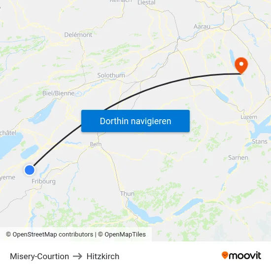Misery-Courtion to Hitzkirch map