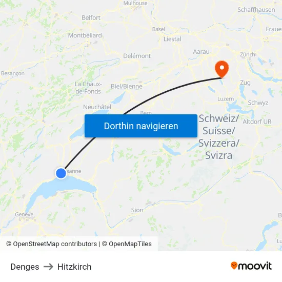 Denges to Hitzkirch map