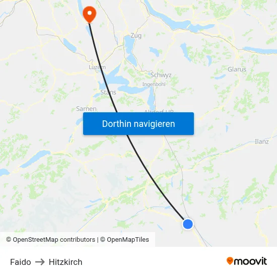Faido to Hitzkirch map