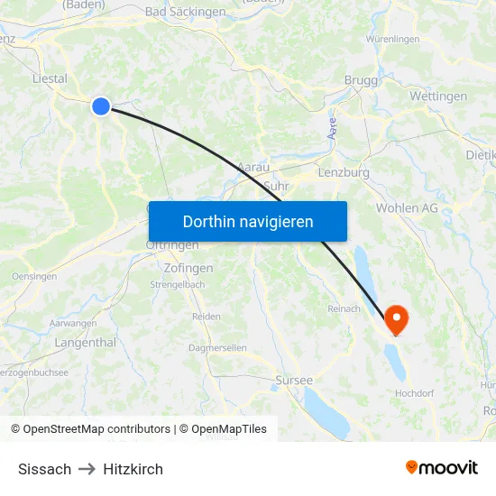 Sissach to Hitzkirch map