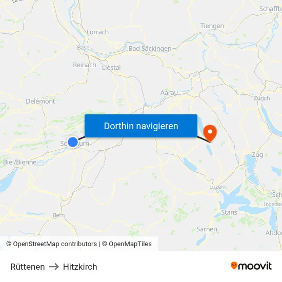Rüttenen to Hitzkirch map