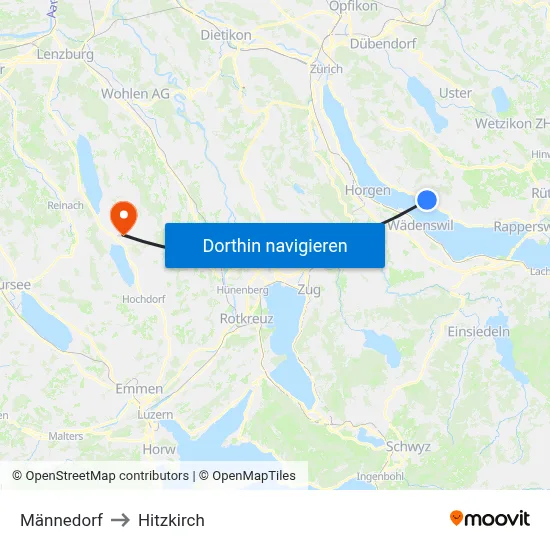 Männedorf to Hitzkirch map