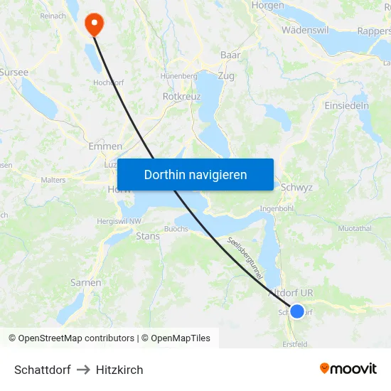 Schattdorf to Hitzkirch map