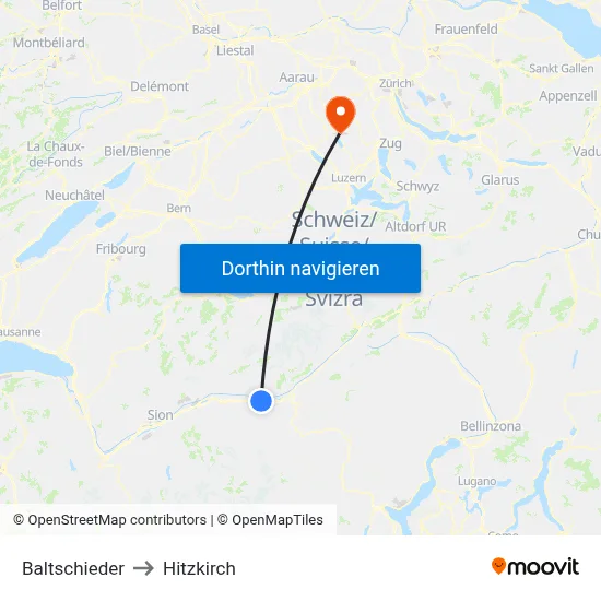 Baltschieder to Hitzkirch map
