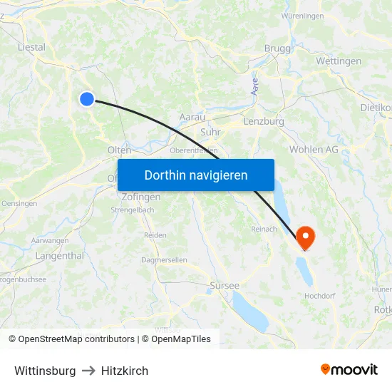 Wittinsburg to Hitzkirch map