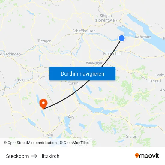 Steckborn to Hitzkirch map