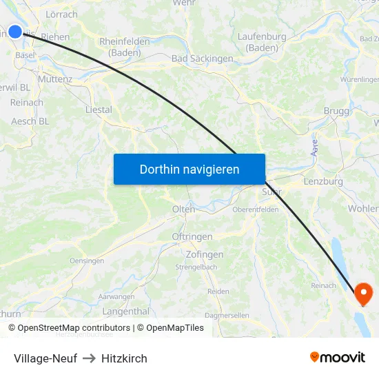 Village-Neuf to Hitzkirch map