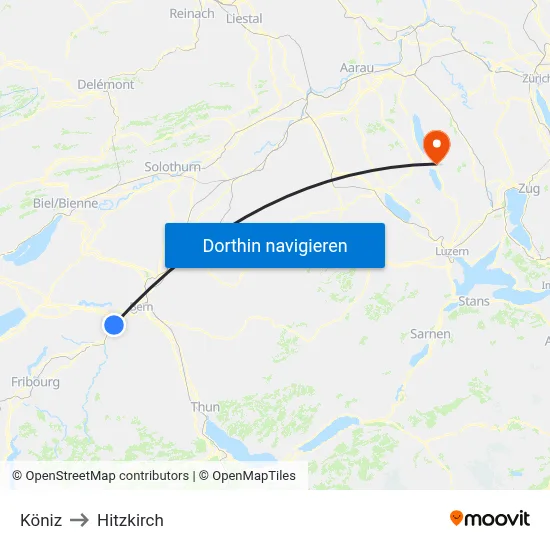 Köniz to Hitzkirch map
